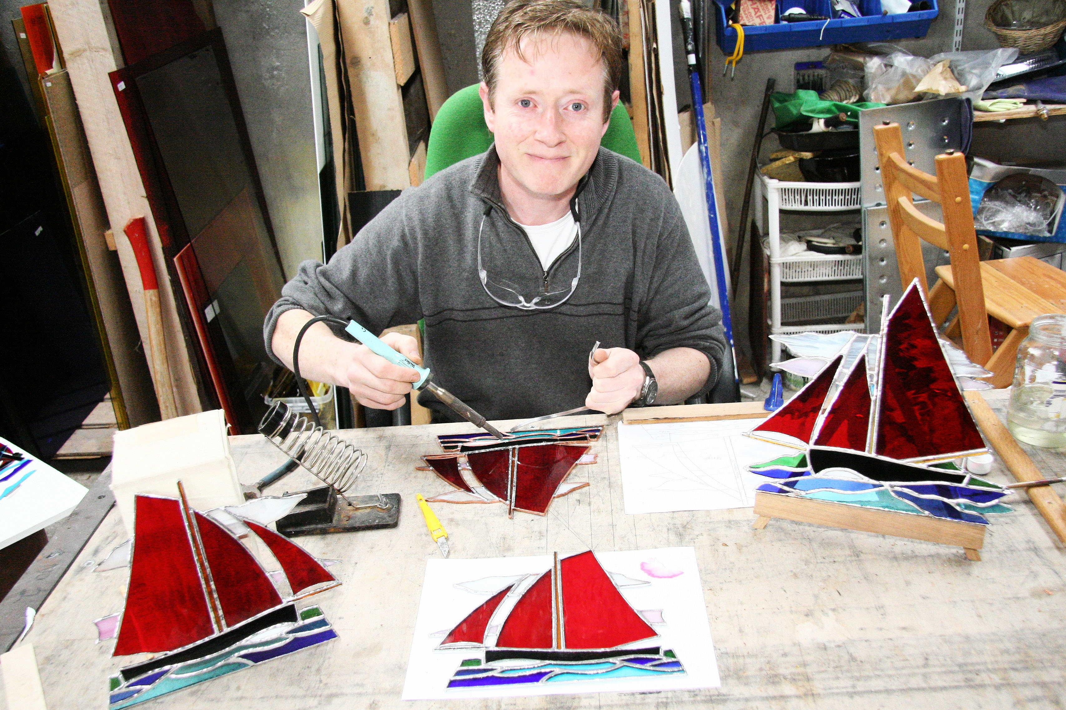 Andy at Work in his Work Studio