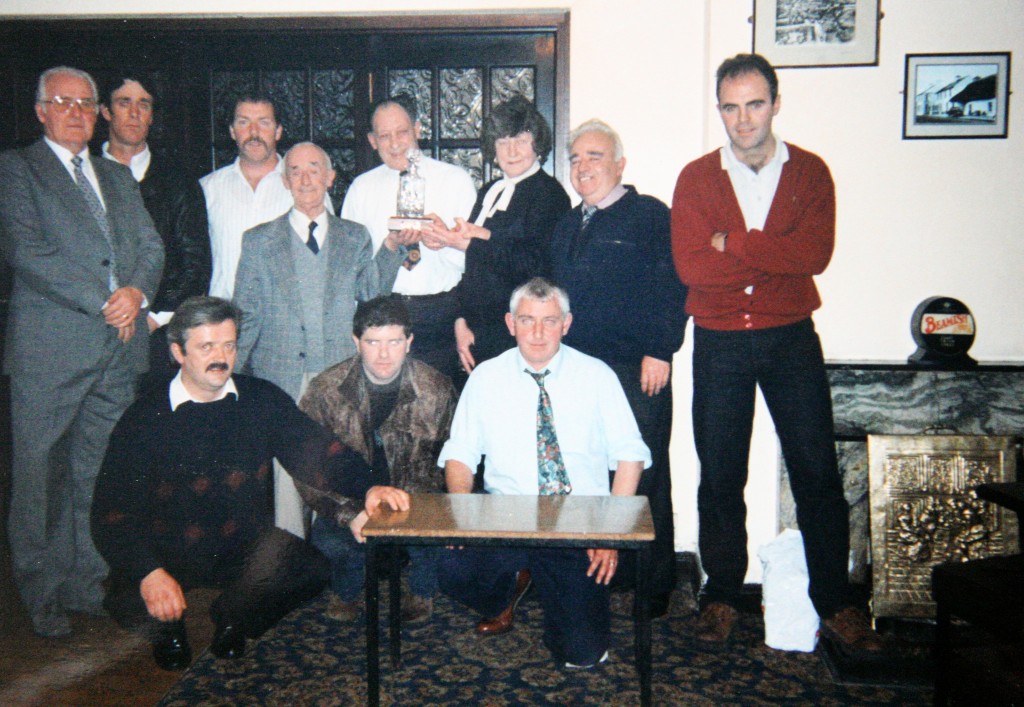 Back Row (l-r): Michael Mannion, Michael Mongam, Gerry Ward, Oliver Ryan, Martin and Lily Beirne, Tony Ryan, Donal Kennedy. Front (l-r): Martin Murphy, Michael Doherty, Cyril MacNamara.