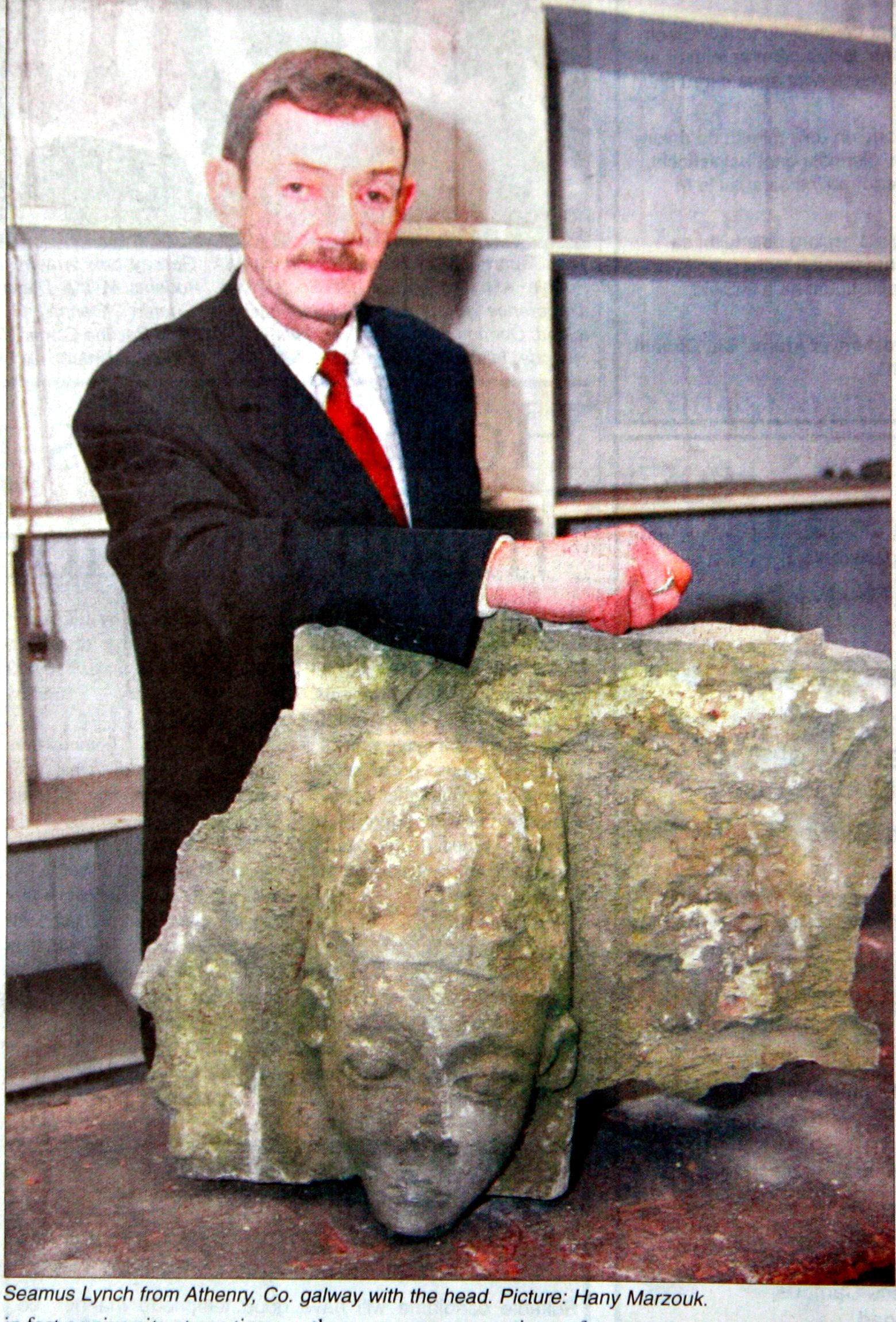 Builders unearth Stone Head from 14th century  by Bernie Ní Fhlatharta