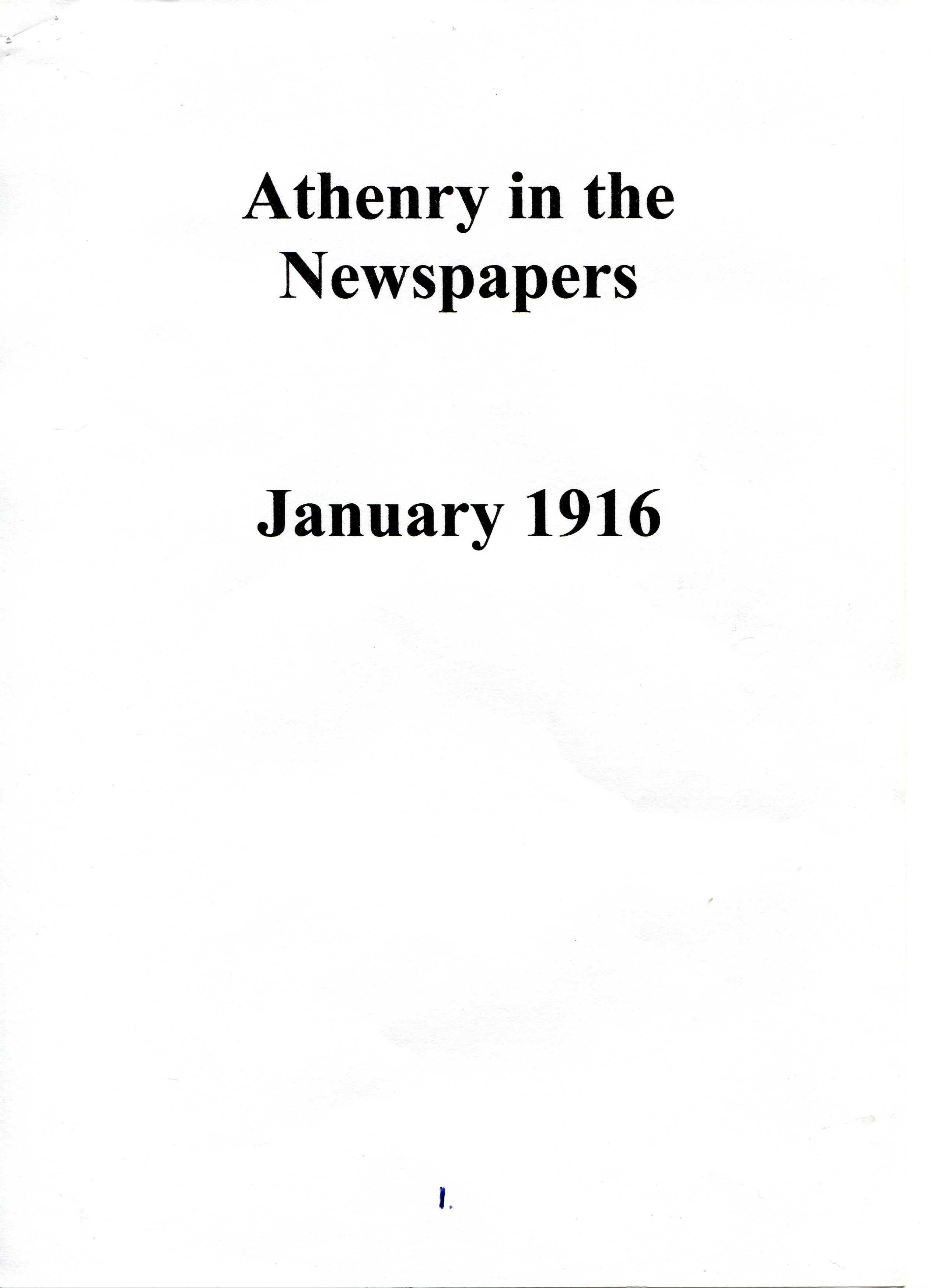 Athenry in the Newspapers – January 1916
