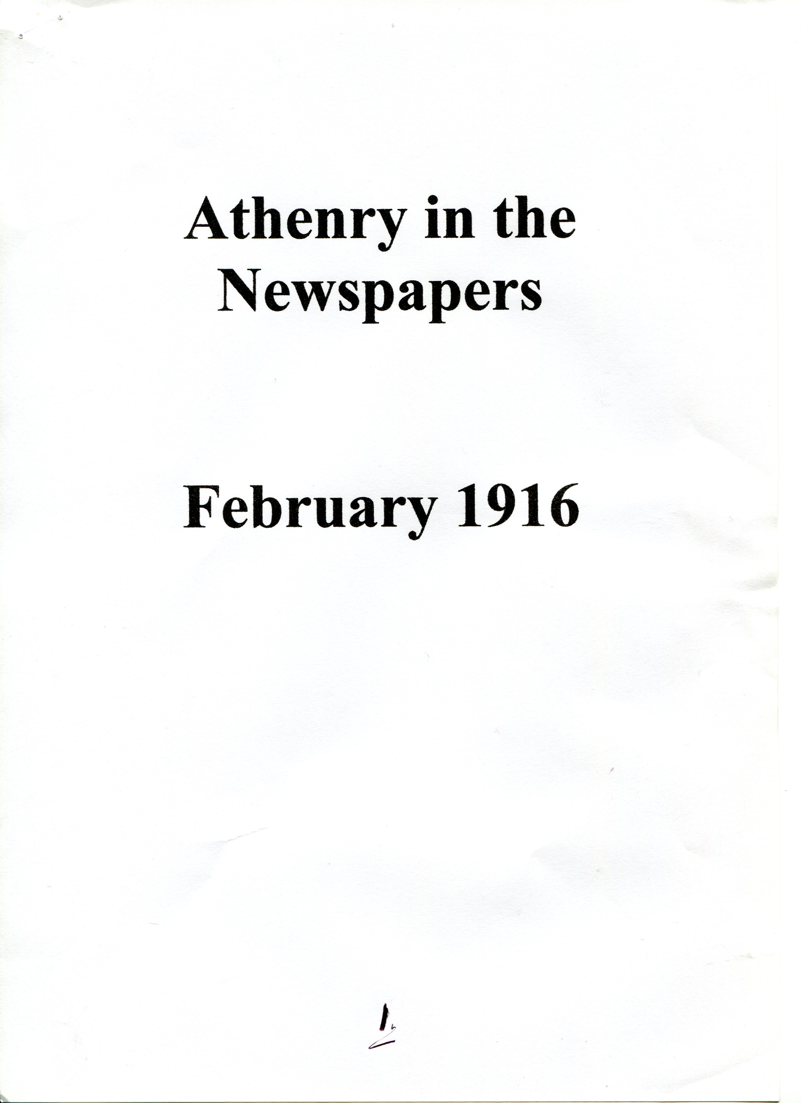 Athenry in the Newspapers – February 1916