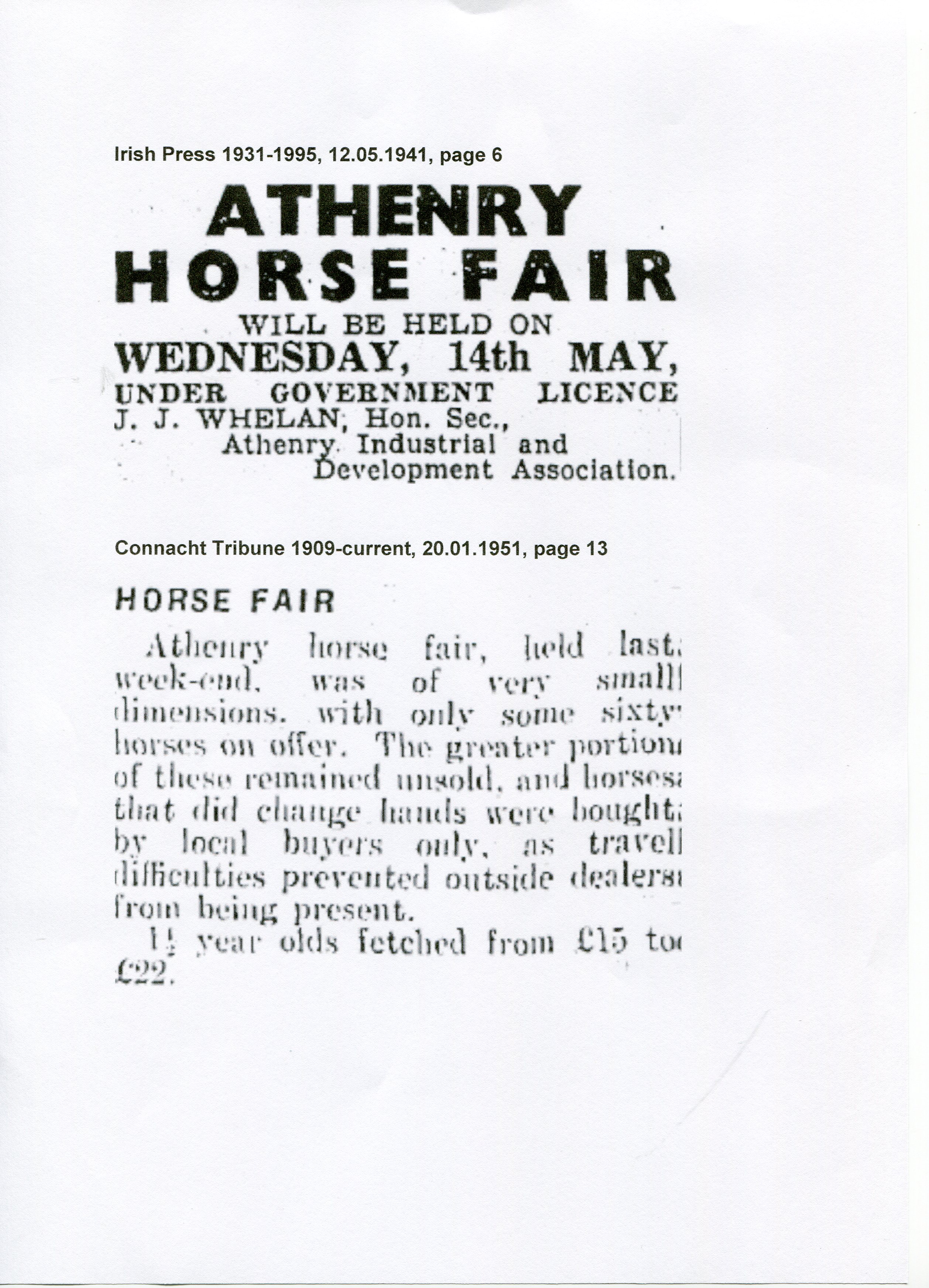 Athenry Horse Fair 1895-1941