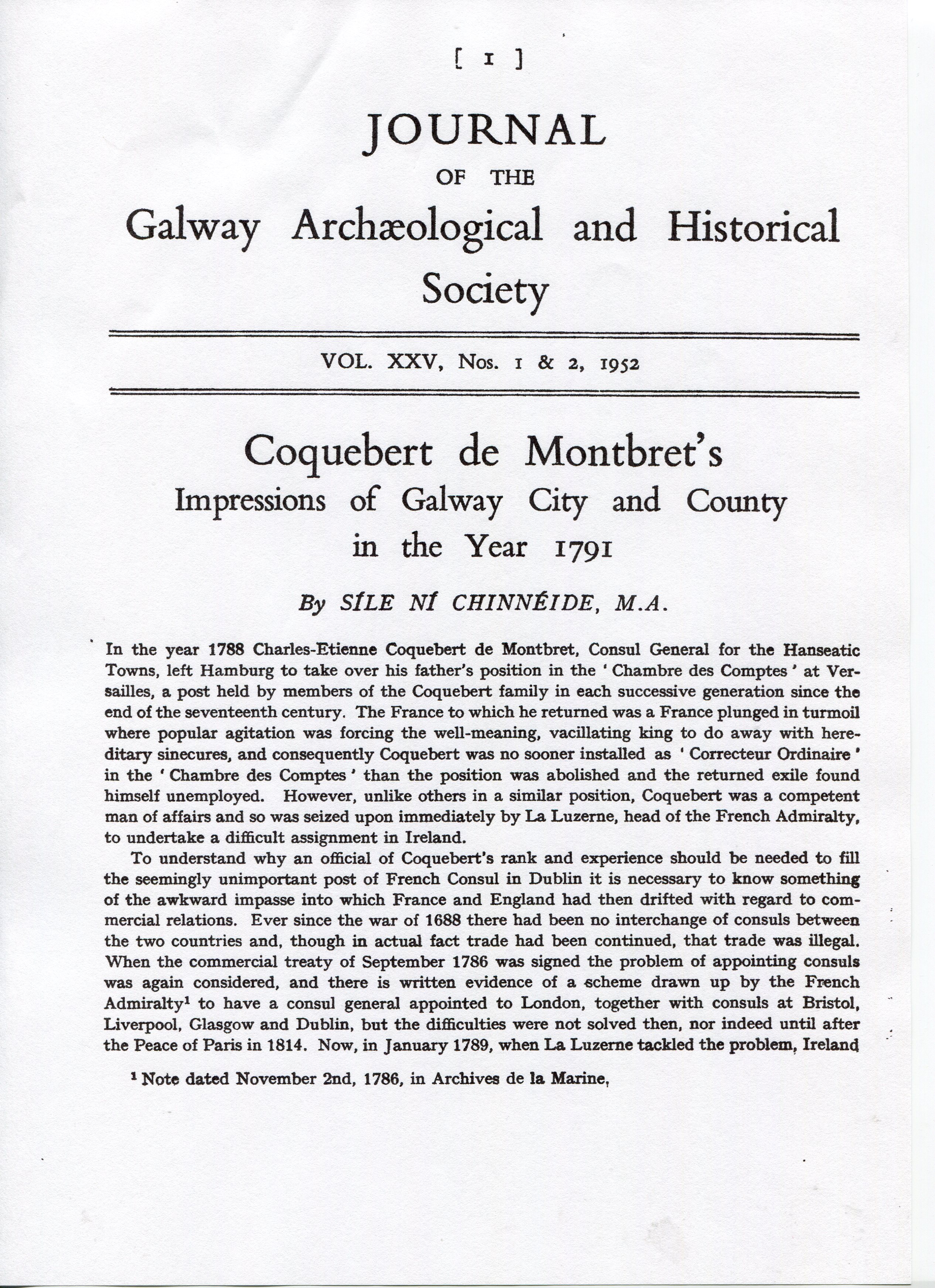Coquebert de Montbret’s impression of Athenry in 1791