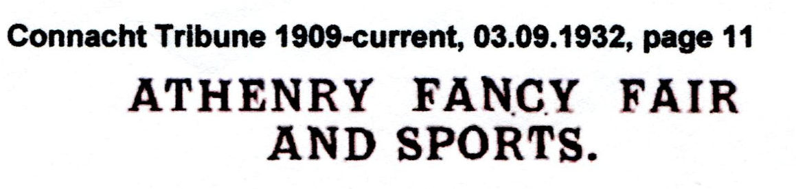Athenry Fancy Fair and Sports 1932
